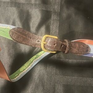 Smathers & Branson Crocodile Leather Needlepoint Belt